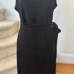 Quince  Black Soft Tencel Wrap Square Neck Sleeveless Midi Dress Photo 0