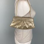 Steve Madden Small Shiny Metallic Gold Leather Frame Clutch Purse Photo 5