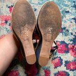 Coach Eaton Black Leather Denim Wedge Sandals Size 8.5 Photo 4