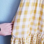 Chic Soul  Yellow And White Gingham Tiered Midi Dress Photo 4