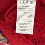 Free People  Red Sweet Escape Eyelet Embroidered Front Tie Blouse Top Photo 3