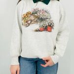 vintage 90s garden grandma collared sweatshirt heathered gray size xl Green Photo 5