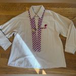 Striped colege girl button up shirt long sleeve Size M Photo 7