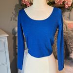 Material Girl Material Girls Top Royal Blue Crop Womens XS Long Sleeve Photo 3
