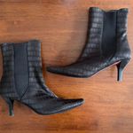 Andrew Geller Womens Boots Mid Calf Heels Dark Brown Textile Zip Slip On Size 9M Photo 3