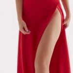 House Of CB  Zanab Halter Thigh-Slit Maxi Dress – Red Rose, Size L NWT Satin Photo 0