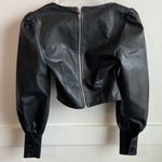 NBD NWT Black Fia Faux Leather Square Neck Long Sleeve Blouse Photo 3