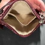 Coach 3 Color Wine Metallic Silver Signature C Striped Wristlet 47790 Burgundy Photo 2