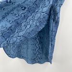 ACROBAT Tunic Top Extra Small 100% Silk Blue Snakeskin Snake High Side Slits S/S Size XS Photo 9