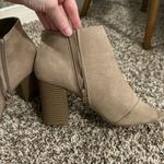 Apt. 9  Tan Suede Peep Toe Block Ankle Zip Up Heels size 8 Photo 4