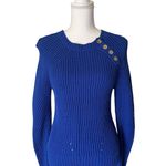 LAUREN Ralph Lauren Womens S Petite Blue Distressed Crew Neck Knit Sweater Size undefined Photo 0