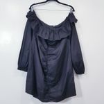 Tularosa  Black Ruffle Zuri Mini Dress Off Shoulder Long Sleeves Photo 2