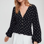 Wilfred  aritzia polka dot long sleeve button down blouse Photo 0