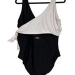 Raisin's CURVE Cross Over One Piece Bathing Swim Suit Black White NWT Plus 20W Photo 4