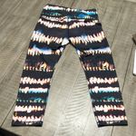 Lucy Hatha Capri Crop Leggings Multi Fire Dance Size Medium Black Photo 5