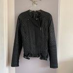 Love Token Black Embossed Faux Leather Moto Jacket Photo 3