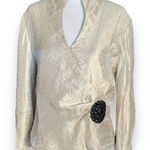 Dress Barn Vintage Champagne Wrap Blouse Black Beaded Brooch Detail 10 Evening Photo 0