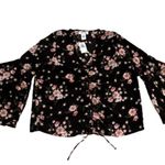Planet Gold Black Pink Floral V-Neck Bell Sleeve Top Blouse Top Size 1X NEW Photo 11