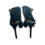 Karl Lagerfeld Paris Embellished Embroidered Black Mesh Sling Back Peep Toe Heel Photo 4