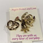 Lot Of 2 Religious Brooch Pins Guardian Angel Young At Heart / Mary Photo 5