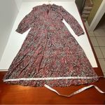 NICHOLAS Eleanor Cross Neck Keyhole Gathered Printed Midi Dress SZ 10 NEW *FLAW‎ Red Photo 10