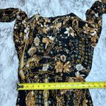 ZARA  Long Sleeve Chain Floral Print Large Button V Neck dress black gold size XS Photo 4