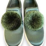 Tory Burch Daphne Pom Pom Sneaker Satin Lux Olive Green Slip On Shoe Size 8 Photo 7