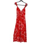 Free People Be The One Jumpsuit Floral Print Button Wide Leg Red Size 4 Photo 2
