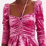Saylor  Womens XS Cedella‎ Bubblegum Pink Velvet Ruched Peplum Top Photo 0