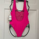 Mosmann Australia Neon Pink One Piece Swimsuit Scoop Neck High Cut Padded Beach Size M Photo 3