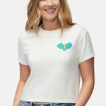 Wildfox  Beaded Pickleball Gardenia White Short Sleeve Tee Size XS NWT Photo 0