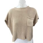 Lillusory Women's Beige Short Drop Sleeve Crew Neck Cropped Sweater Top Size M Size M Photo 0