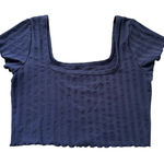 Aerie  Offline slate blue short sleeve cropped top size M Photo 0