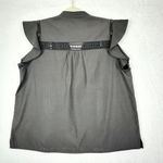 Brochu Walker  The Havana Top Size XS Boxy Ruffle Sleeve Lattice Trim Gray Photo 2