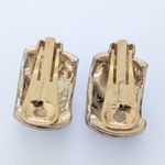 Vintage Clip On Earrings Chunky & Wide Two Tone Ribbed Curved 1" Statement Photo 6