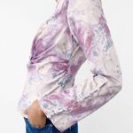 ZARA NEW  Purple Marble‎ Satin Effect Long Sleeve Printed Top Size S Blouse Top Photo 2