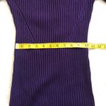 Y2K Fitted bodycon cowl mock turtleneck sweater dress off shoulder ribbed knit Purple Photo 3