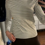 Striped white and grey Jolie and Joy long sleeve shirt Size L Photo 0