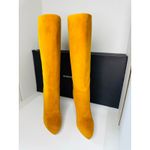 Brandon Maxwell Camel Suede Knee High Boots Sz 39 US 9 Sculptural Metallic Heel Tan Photo 5