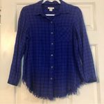 Westbound  Blue and Black Plaid Long-sleeved Button-up Size PM Photo 0