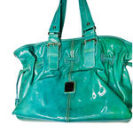 Dooney & Bourke Teal Green Chiara Patent Leather Drawstring Tote Handbag Photo 0