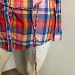 Aerie belted tunic multicolored plaid long sleeve button-up shirt Photo 2