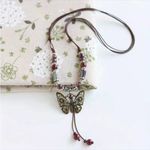 Retro Hollow‎ Copper Butterfly Pendant With Ceramic Beads Necklace Ethnic Style Photo 7