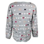 Christopher & Banks  Cardigan Sweater Multi Color Heart Size L Large Grey Photo 2