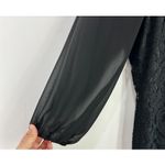 Adrianna Papell 6 Black Lace Sheer Sleeve Dress Classic Elegant Cocktail Party Photo 3