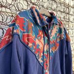Vintage 90s Southwestern Aztec Cardigan Sweatshirt Boho Earth Tone LARGE Blue Photo 1