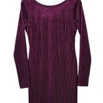 Forever 21  Mini Dress Womens M Burgundy Velvet Ribbed Long Sleeve Open Back Glam Photo 1