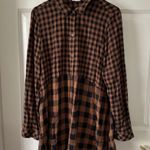 Beach Lunch Lounge Womens Tunic Buffalo Check Plaid Long Sleeve Size XL Photo 0