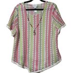 Alfred Dunner  size XL vertical striped crewneck top detachable necklace women's Photo 1