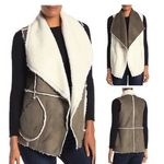 Caslon  Faux Shearling Suede Reversible Vest Drape Lapel size petite medium Photo 1